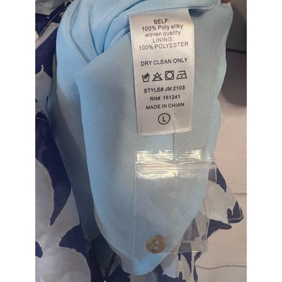 J. Marie Long Sleeve Dress Size LG Blue and Light Blue Rope Belt - Picture 3 of 5